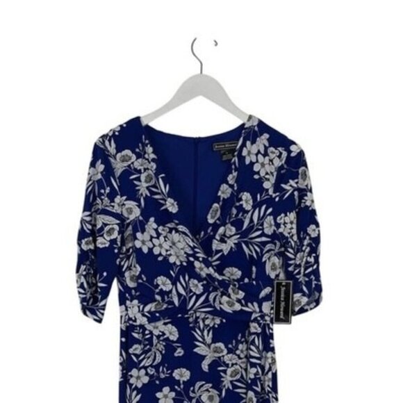 Jessica Howard Floral Royal Blue Midi Dress Size 6 NWT - Picture 2 of 4